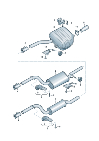 3C0253609CQ-Muffler assy-rr Add-contain position: