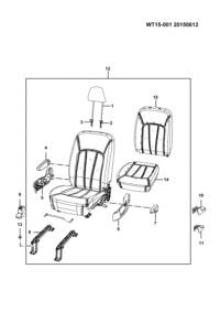 23938418-Armrest comp., independent (length 366) (7 seat car center seat & leather material)