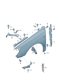 8V0821105G-Panel-fender Location for common use:
