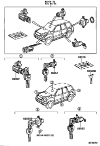 6905160191-CYLINDER & KEY SET, DOOR LOCK, RH