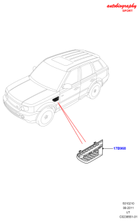 LR019281-GRILLE ASSY-REAR COOLER,OUTLET