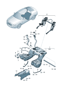 3W8201021BK-Fuel tank with pump/sensor & attachment/