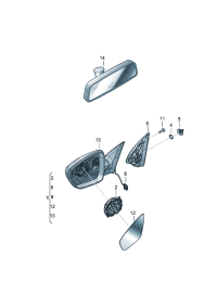 34D857501G-Mirror, outer Contains: