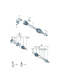 6R0407761S-Band f joint Shaft, half swing