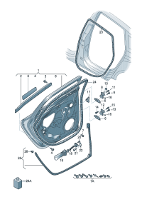 4GD833051B-Door assy-rr, lh Location for common use: Pay attention to the repair guide- Paint  Porsch