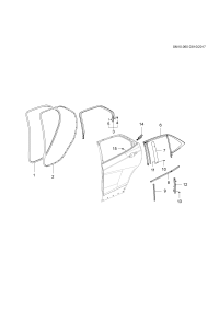 84434136-Weatherstrip, r. rr. door inner
