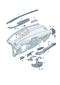 11B858189B8W8-Protector, instrument panel (gray)