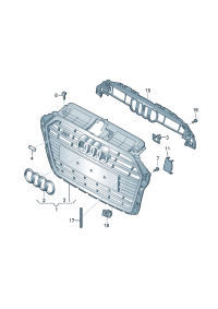 8V3853651BA1RR-Grille, radiator (platinum gray)