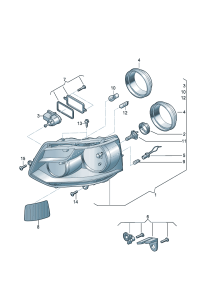 7E1941015S-TOUAREG H/L ECE / ELECTRIC W/S MOTOR [10-13] NORMAL [H7/H15/WY21W/W5W]