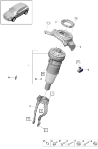 95B616039G-Air spring Axle assy-fr Deprecated parts Porsche panamera: