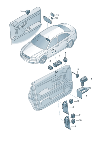 8ED959851-Regulator, power window Sw assy  (Driver seat)   4ER BLOCK