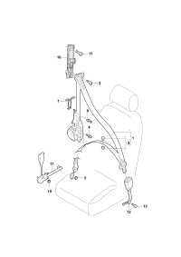 11D857705-Three-point seatbelt with auto unit and seat belt tensioner