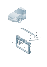 3GB805588C-Cowl frame, with coolant Radiator and electric fan Mounting   For car models w/air conditi