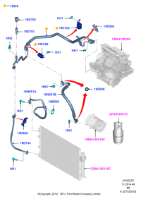 DS7H19A593BA-Gasket, 10.21MM X 17.85, 1/2 (1.6L DURATORQ DI TC (95 PS), equipped with air conditioner OR DURA