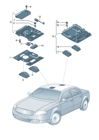 4E0947111AC-Lamp assy For automobile w/sun roller blinds Glass & s/glass-rr dr Glass assy-side