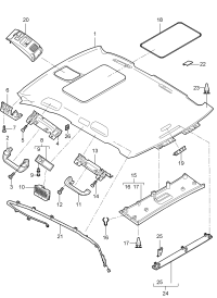 955555016016L2-Garnish assy-roof Textile Deprecated parts (steel gray)