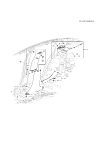 84310695-Cap, center pillar upper garnish bolt (with air bag) (part of 11) (pale yellow)