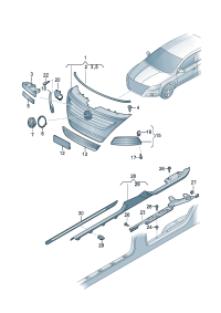 35D853651-Radiator grille Garnish assy