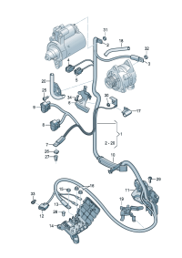 4G1971228DH-Harness, for starter & Three-phase alternator, Band earth wire