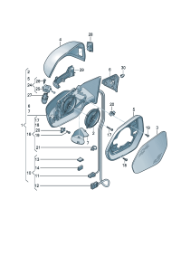 4M8857409AN-Mirror assy-outside, band Adj-power