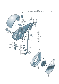 4KL857409L-Mirror assy-outside, band Adj-power