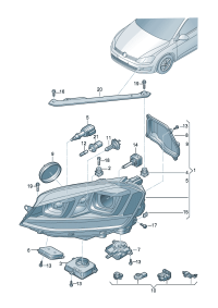 5G1941753A-Head lamp And LED daytime running light  (For traffic only)
