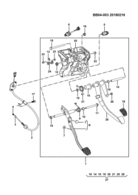 23991455-Pedal assy, brake and clutch (w/support plate)