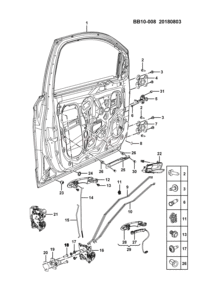23578507-Hinge assy-fr dr lwr lh