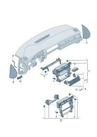 4B0858005F-Duct assy-ctr a/vent, Switch, radio & Fresh and warm air Bracket adj