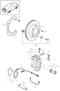 99735193907-Brake pad set no.1, Disc brake  Axle assy-fr Porsche panamera: