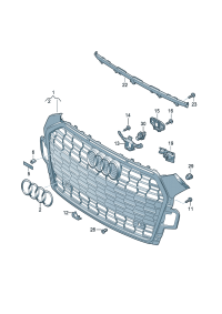 8W6853651BERN4-Grille, radiator Adjust with a tool Location for common use: Pay attention to the repair manua