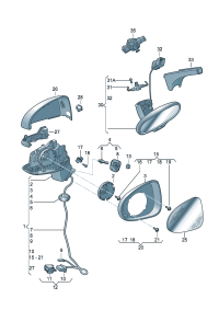 8V7857409B-Mirror assy-outside, band Adj-power