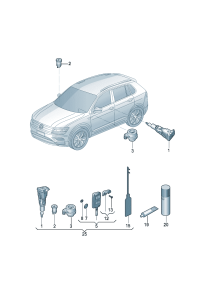 3CG800375B-Cylinder set, for 1 set Handle & ign Sw assy   For fitting KESSY (contact-and start-up A