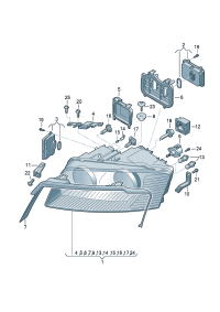 4E0941029R-Halogen double head lamp, For hid lamp Lamp assy-static   (For traffic only)
