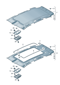 7P6867501BP6K8-Moulding headlining Models for panorama roof ? (Pearl gray)