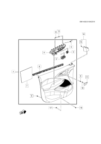 26211273-Switch, front side door window control (high current, 5 button, no backlight) (part of 1)