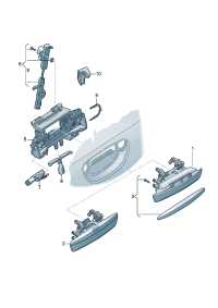 4E1837205G-Handle assy, outer band Opening, cylinder  For fitting KESSY (contact-and start-up Approved 
