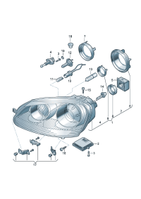 1K6941039-Halogen double head lamp, Bulb sub-assy  (For traffic only)