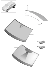 95B845099LY-Window, windshield Glass, insulator)  For vehicles with belt. Camera Porsche panamera: