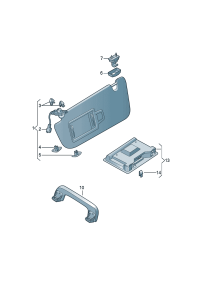 4N0857551K2TG-Sunvisor, w/shld Mirror and cover (pastel silver)