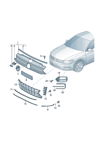 3G0853665F041-Grille, ventilation (black)