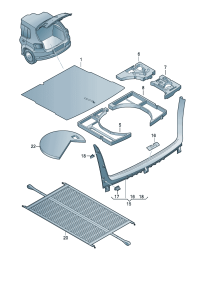 1K6863463G-Carpet, trunk lid For use with tyres Wheel, spare