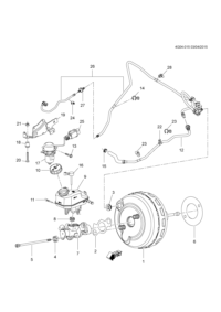 23338108-Pipe, parking brake booster vacuum (un-cover rubber pipe) (see 1st for 13227552 design) (incl. 15,22