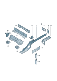 3AD803501-Rail & stiffener And weld nut   Porsche panamera: