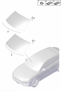 9Y3845011Q-Glass, windshield Glass assy-heat ins Porsche panamera: