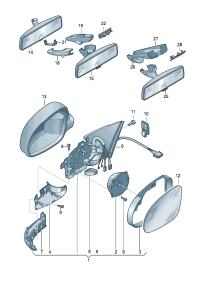 3C1857507DN-Cover, outer mirror For strap Can be electrically adjusted, can automatically black out Mirror