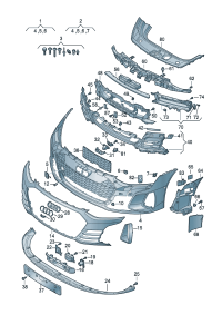 4J3807221J-Plate, bumper Adjust with a tool Location for common use: