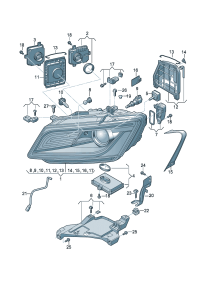 8R0941043C-Headlamp, Bulb-gas discharge  (For traffic only)
