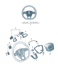 4KD951523C-Knob set-multifunction, Steering wheel  D-06.04.2020 -15.02.2021