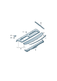3ED863411-Shelf, rear Finisher  For roller blinds The model of